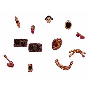 Lot Vintage Vtg Gold Silver Brass Metal 10 Brooches Pins Clips 1 Pair Shoe Clips